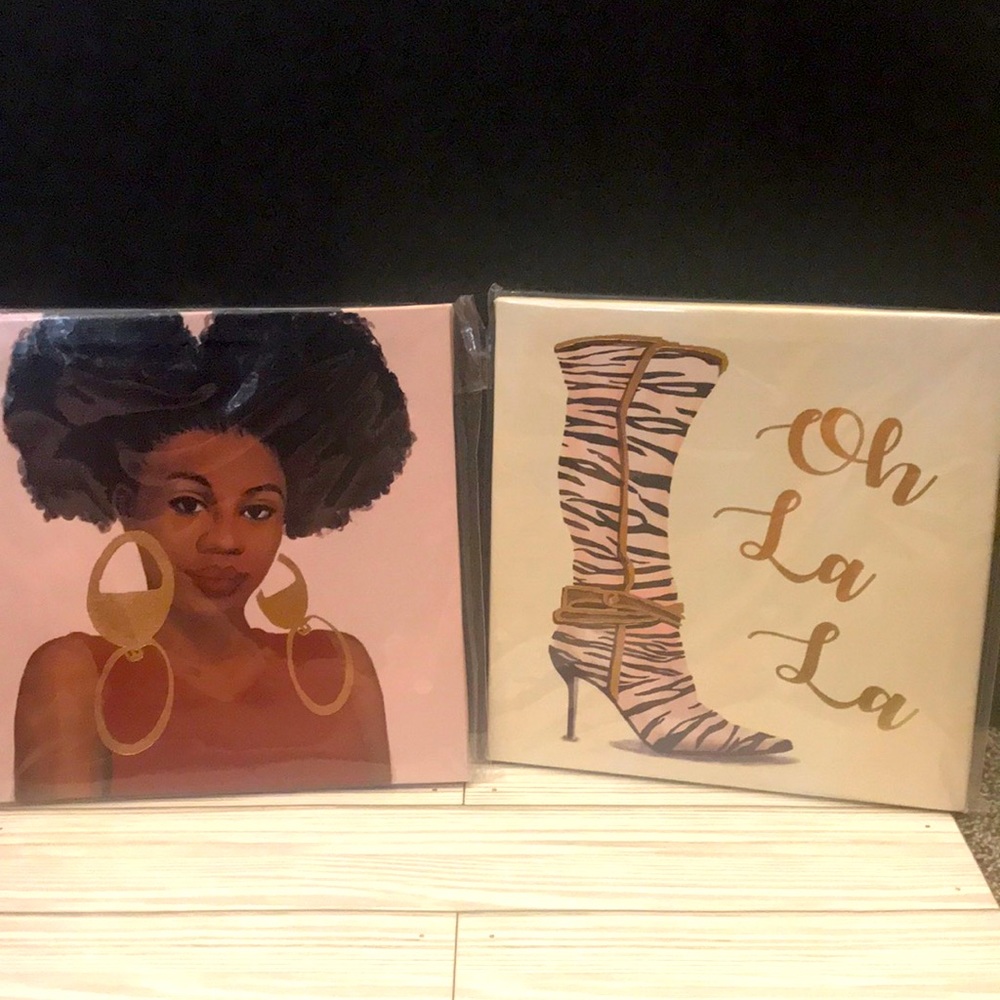 Fun 2 Pcs Canvas Wall Art NWT